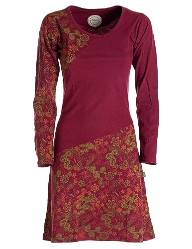 Vishes - Alternative Bekleidung - Asymmetrisches Langarm Jersey Kleid Damen kurz dunkelrot 40 von Vishes