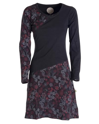 Vishes - Alternative Bekleidung - Asymmetrisches Langarm Jersey Kleid Damen kurz schwarz 48 von Vishes
