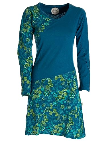 Vishes - Alternative Bekleidung - Asymmetrisches Langarm Jersey Kleid Damen kurz türkis 38 von Vishes