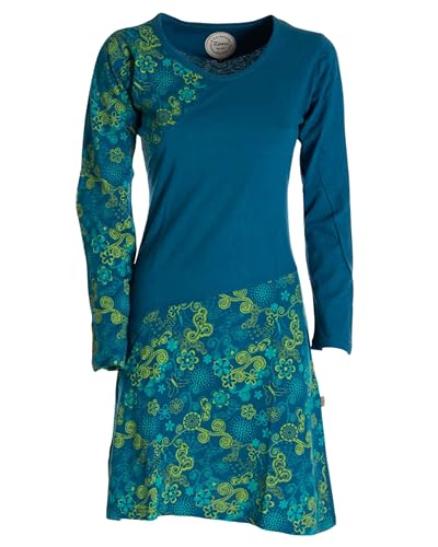 Vishes - Alternative Bekleidung - Asymmetrisches Langarm Jersey Kleid Damen kurz türkis 42 von Vishes