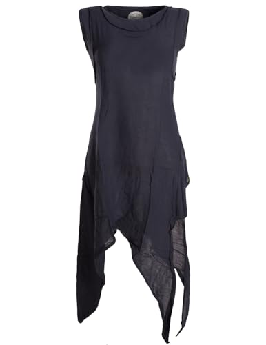 Vishes - Alternative Bekleidung - Asymmetrisches armloses Lagenlook Zipfelkleid schwarz 40 von Vishes