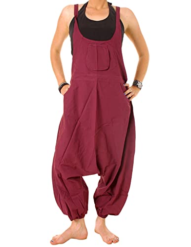 Vishes - Alternative Bekleidung - Legere Damen Latzhose Haremshose Sommerhose Overall Baumwolle Bordeaux 36-38 von Vishes