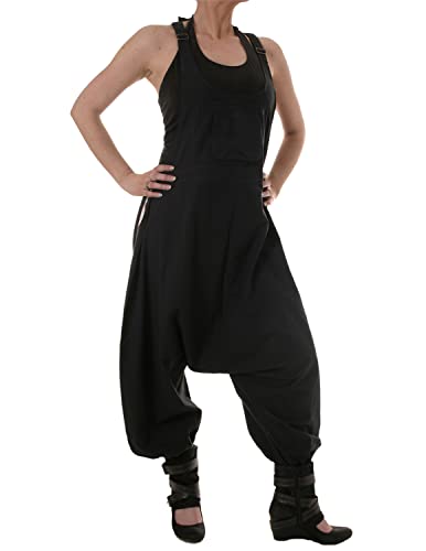 Vishes - Alternative Bekleidung - Legere Damen Latzhose Haremshose Sommerhose Overall Baumwolle schwarz2 38-40 von Vishes