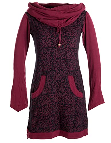 Vishes - Alternative Bekleidung - Bedrucktes Baumwollkleid mit Kapuzenschalkragen und Taschen schwarz-dunkelrot schwarz-dunkelrot 38 von Vishes