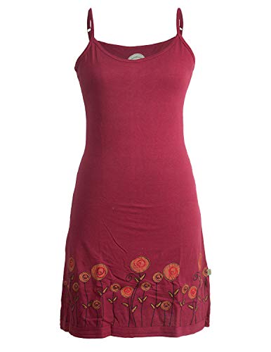 Vishes - Alternative Bekleidung - Besticktes Rosen Baumwoll-Kleid mit verstellbaren Trägern dunkelrot 36 von Vishes