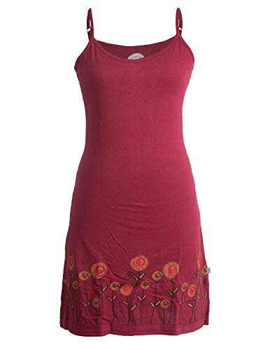 Vishes - Alternative Bekleidung - Besticktes Rosen Baumwoll-Kleid mit verstellbaren Trägern dunkelrot 50 von Vishes
