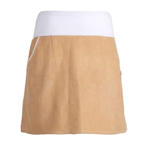 Vishes - Alternative Bekleidung - Cordrock Damen Knielang Breiter Bund Taschenrock Röcke Cord beige 36 von Vishes