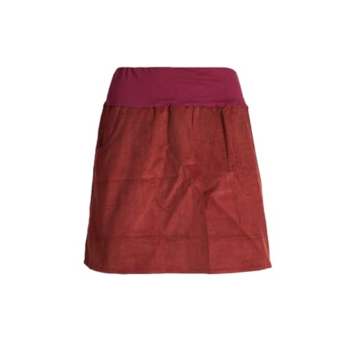 Vishes Damen-Cordrock mit breitem Bund & Taschen in Dunkelrot | Größe XS (34-36) | Handgefertigt aus 100% Baumwolle | Für warme & kalte Monate | Nachhaltige Alternative Bekleidung von Vishes