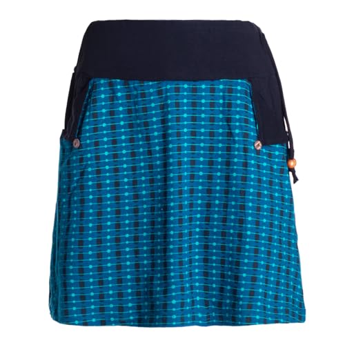 Vishes Alternative Bekleidung - Damen A-Line Mini-Rock Baumwolle Punkte Tunnelzug-Bund mit Taschen türkis 38 von Vishes