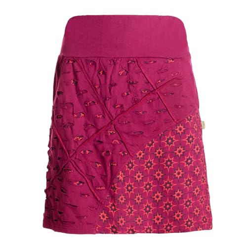 Vishes Alternative Bekleidung - Damen A-Line Rock Baumwolle Blumen-Muster elastischer Bund mit Taschen dunkelrot 38 von Vishes