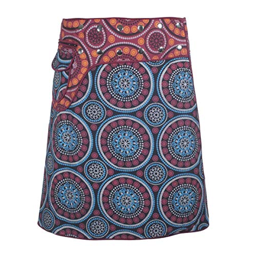 Vishes - Alternative Bekleidung - Damen A Line Wickelrock Cacheur Knielang Kurz Midi Druckknöpfe Tasche schwarz-dunkelrot 34-40 Vishes - Alternative Bekleidung - Damen A Line Wickelrock Cacheur Knielang Kurz Midi Druckknöpfe Tasche schwarz-dunkelrot 34-40 von Vishes