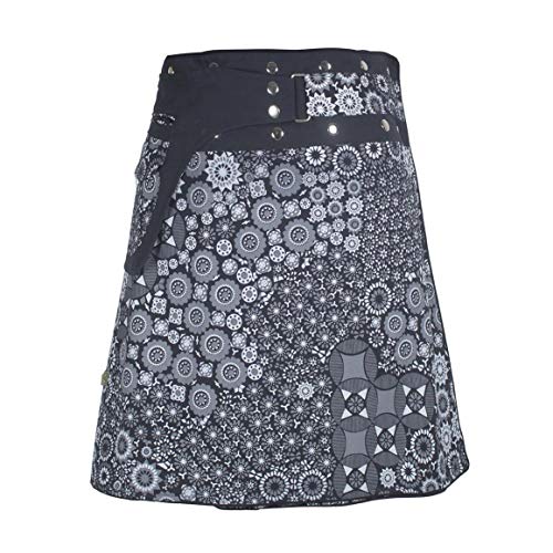 Vishes - Alternative Bekleidung - Damen A Line Wickelrock Cacheur Kurz Midi Mini-Rock Druckknöpfe Tasche schwarz-Weiss 36-46 Vishes - Alternative Bekleidung - Damen A Line Wickelrock Cacheur Kurz Midi Mini-Rock Druckknöpfe Tasche schwarz-Weiss 36-46 von Vishes