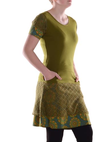 Vishes Alternative Bekleidung - Damen A-Linie Kleid Baumwolle Blumen-Muster mit Taschen Olive 38 Vishes Alternative Bekleidung - Damen A-Linie Kleid Baumwolle Blumen-Muster mit Taschen Olive 38 von Vishes