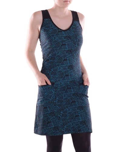 Vishes Alternative Bekleidung - Damen A-Linie Kleid Baumwolle geometrisch mit Taschen schwarz 46-48 von Vishes