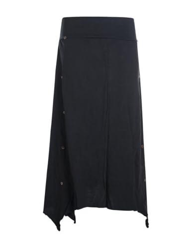 Vishes Alternative Bekleidung - Damen A-Linie Rock Baumwolle Vintage mit elastischem Bund und Taschen schwarz 38-40 von Vishes