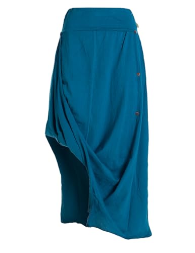 Vishes Alternative Bekleidung - Damen A-Linie Rock Baumwolle Vintage mit elastischem Bund und Taschen türkis 38-40 von Vishes