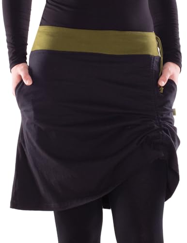 Vishes Alternative Bekleidung - Damen A-Linie Rock Baumwolle einfach mit Taschen schwarz-grün 46 von Vishes