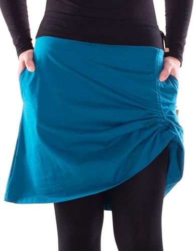 Vishes Alternative Bekleidung - Damen A-Linie Rock Baumwolle einfach mit Taschen türkis-schwarz 50-52 von Vishes