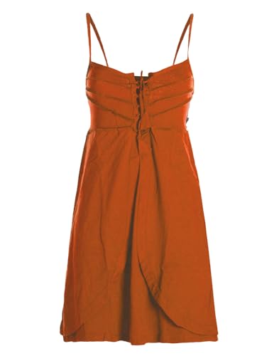 Vishes - Alternative Bekleidung - Damen Babydoll-Kleid Tunika-Kleid Sommerkleid verstellbare Träger orange 32-34 von Vishes