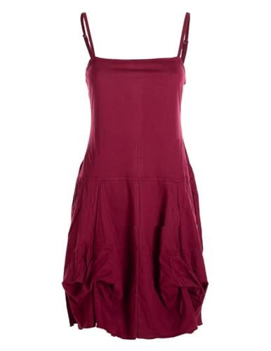 Vishes - Alternative Bekleidung - Damen Ballon-Kleid Tunika-Kleid Sommerkleid verstellbare Träger dunkelrot 40-42 von Vishes