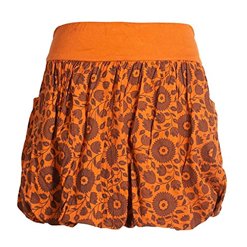 Vishes - Alternative Bekleidung - Damen Ballon-Rock aus Baumwoll-Jersey mit Blumen-Druck und Taschen orange 36 von Vishes