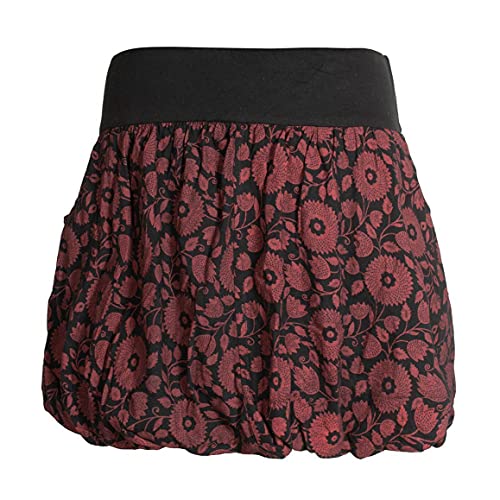 Vishes - Alternative Bekleidung - Damen Ballon-Rock aus Baumwoll-Jersey mit Blumen-Druck und Taschen schwarz 38 von Vishes