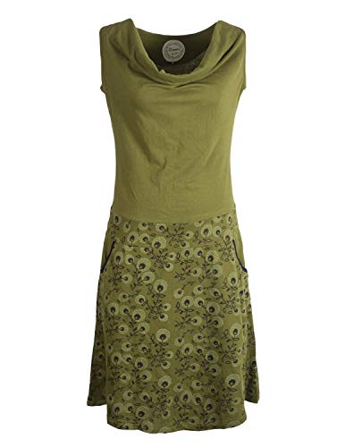 Vishes - Damen-Kleid Baumwoll-Kleid, Blümchen-Muster, Wasserfall-Kragen Taschen - Alternative Bekleidung für Frauen von Vishes