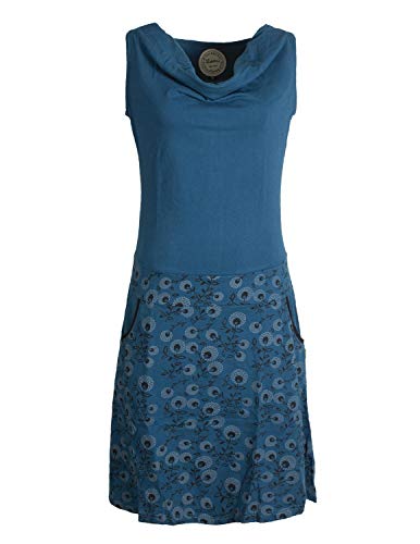 Vishes - Damen-Kleid Baumwoll-Kleid, Blümchen-Muster, Wasserfall-Kragen Taschen - Alternative Bekleidung für Frauen von Vishes