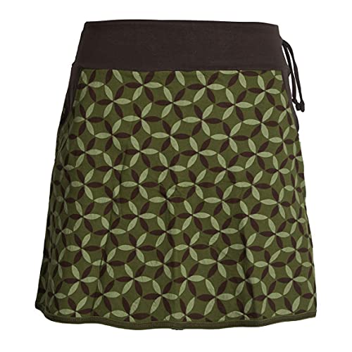 Vishes - Alternative Bekleidung - Damen Baumwoll-Rock, 70er Jahre Retro Facetten, Blumen-Druck, Taschen Olive 36 von Vishes