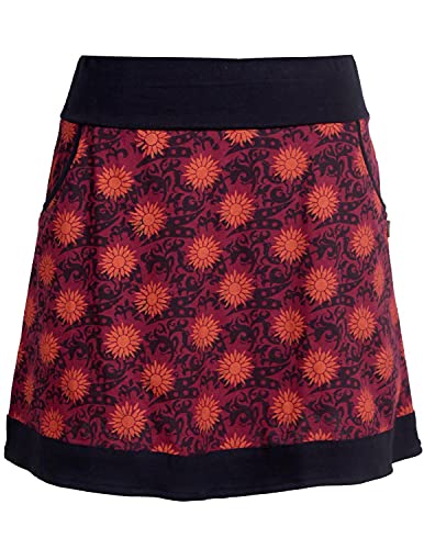 Vishes - Alternative Bekleidung - Damen Baumwoll-Rock 80er Jahre Retro Muster Bedruckt Taschen dunkelrot 40 von Vishes