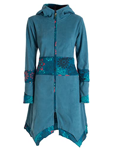 Vishes - Alternative Bekleidung - Damen Fleece Mantel Fleecemantel Hooded Cardigan Zipfelkapuzenjacke türkis 40 von Vishes