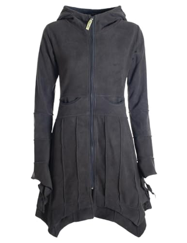 Vishes - Alternative Bekleidung - Damen Fleecemantel Cardigan Zipfelkapuzenjacke Hooded Fleece Strickjacke schwarz 36 von Vishes