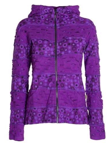 Vishes - Alternative Bekleidung - Damen-Jacke Blumen Patch-Sweatjacke Hippie-Jacke Kapuzenjacke violett 40 von Vishes