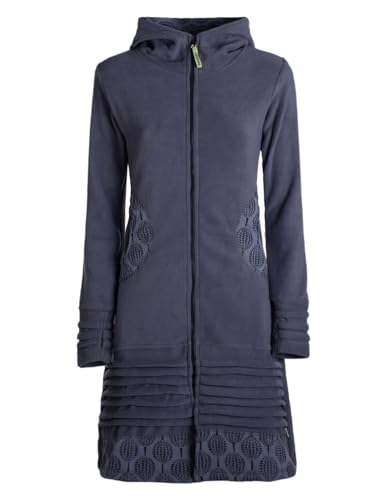 Vishes - Alternative Bekleidung - Damen Kapuzenjacke lang Fleece Hippiemantel Übergangsjacke grau 40 von Vishes