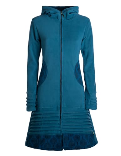 Vishes - Alternative Bekleidung - Damen Kapuzenjacke lang Fleece Hippiemantel Übergangsjacke türkis 34-36 von Vishes