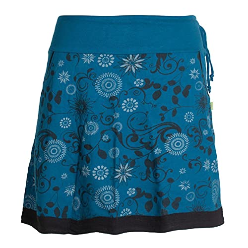 Vishes - Alternative Bekleidung - Damen Lagen-Look Blumen-Rock mit Mandalas und Tribals Bedruckt türkis 34-36 von Vishes