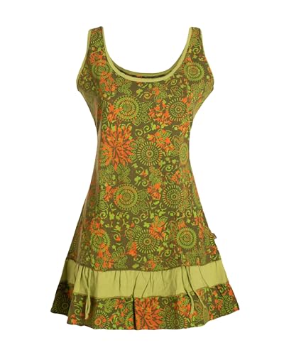 Vishes - Alternative Bekleidung - Damen Lagen-Look Jersey-Tunika Sommerkleid Träger-Kleid Olive 42 von Vishes