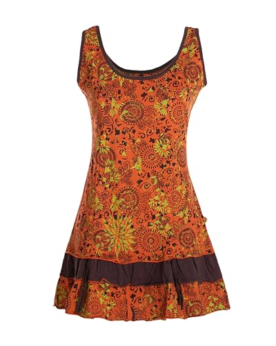 Vishes - Alternative Bekleidung - Damen Lagen-Look Jersey-Tunika Sommerkleid Träger-Kleid orange 40-42 von Vishes