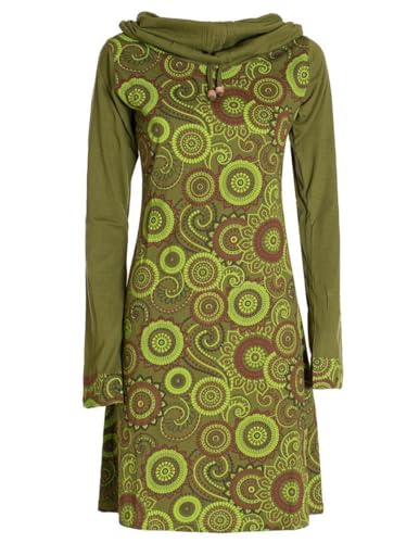 Vishes - Alternative Bekleidung - Damen Lang-arm Kleid Schal-Kleid Winterkleider Baumwollkleid Olive 38-40 von Vishes