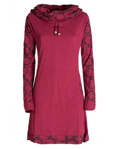 Vishes - Alternative Bekleidung - Damen Lang-arm Kleid Schal-Kleid Winterkleider Baumwollkleid dunkelrot 36 von Vishes