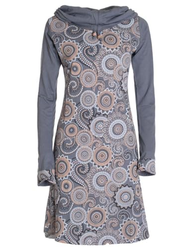 Vishes - Alternative Bekleidung - Damen Lang-arm Kleid Schal-Kleid Winterkleider Baumwollkleid grau 44 von Vishes