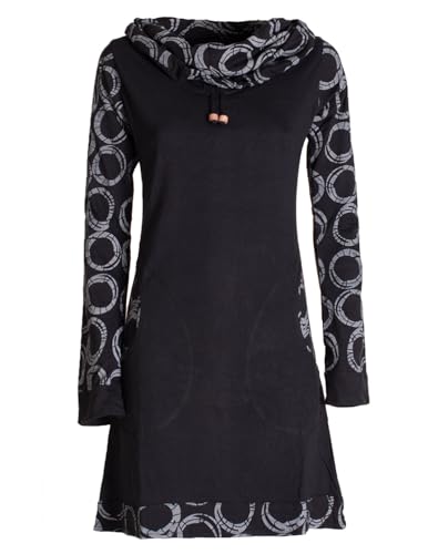 Vishes - Alternative Bekleidung - Damen Lang-arm Kleid Schal-Kleid Winterkleider Baumwollkleid schwarz 34 von Vishes