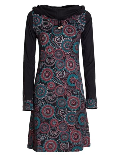 Vishes - Alternative Bekleidung - Damen Lang-arm Kleid Schal-Kleid Winterkleider Baumwollkleid schwarz 36 von Vishes