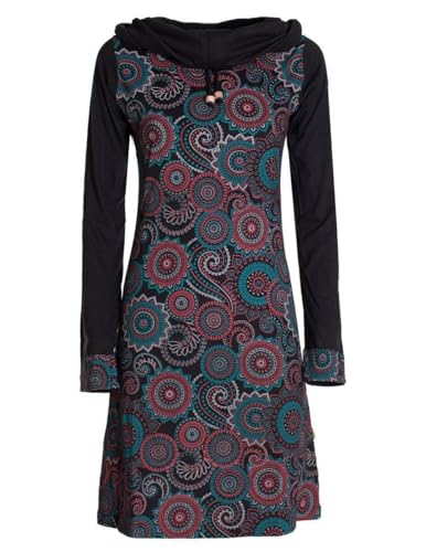 Vishes - Alternative Bekleidung - Damen Lang-arm Kleid Schal-Kleid Winterkleider Baumwollkleid schwarz 46-48 von Vishes