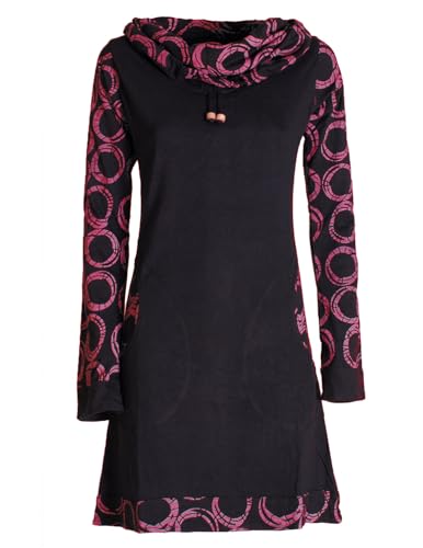 Vishes - Alternative Bekleidung - Damen Lang-arm Kleid Schal-Kleid Winterkleider Baumwollkleid schwarz-dunkelrot 34 von Vishes