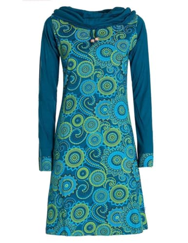 Vishes - Alternative Bekleidung - Damen Lang-arm Kleid Schal-Kleid Winterkleider Baumwollkleid türkis 34-36 von Vishes