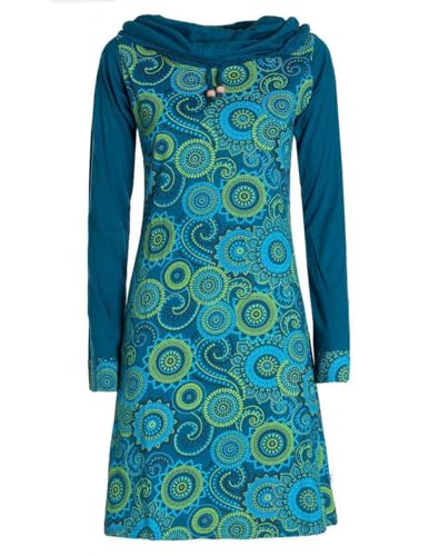 Vishes - Alternative Bekleidung - Damen Lang-arm Kleid Schal-Kleid Winterkleider Baumwollkleid türkis 38 von Vishes