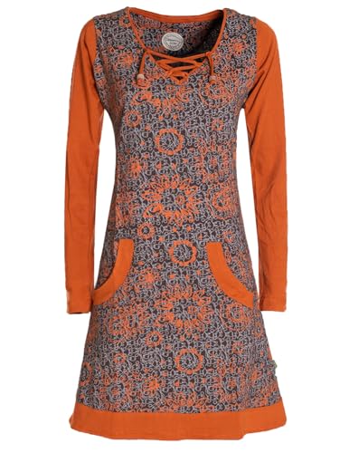 Vishes - Alternative Bekleidung - Damen Langarm Longshirt-Kleid Sweatkleid Shirt-Kleid Blumen braun 36 von Vishes