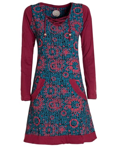 Vishes - Alternative Bekleidung - Damen Langarm Longshirt-Kleid Sweatkleid Shirt-Kleid Blumen schwarz 46-48 von Vishes