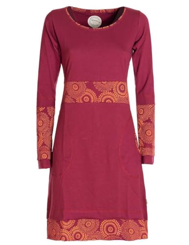 Vishes - Alternative Bekleidung - Damen Langarm Longshirt-Kleid Sweatkleid Shirt-Kleid Tunika-Kleid dunkelrot 44 von Vishes